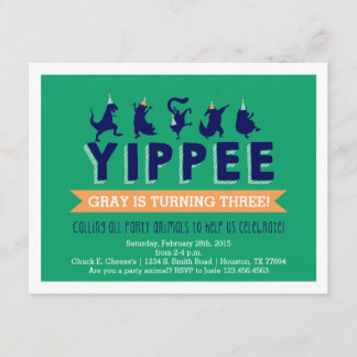 パーティー動物の子供の誕生日招待状 招待状