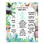 パーティー動物の最初の誕生日マイルストーンボード フォトプリント            (正面)