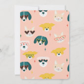 パーティー動物の犬と猫のバルーン誕生日 招待状 (裏面)