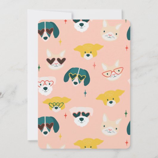 パーティー動物の犬と猫のバルーン誕生日 招待状 (裏面)