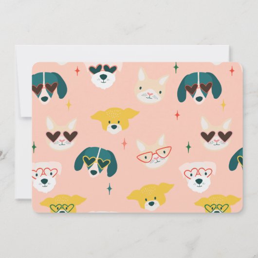 パーティー動物の犬と猫の風船誕生日写真 招待状 (裏面)