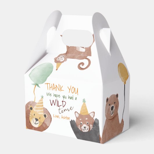 パーティー動物の誕生日パーソナライズされた会 フェイバーボックス (正面サイド)