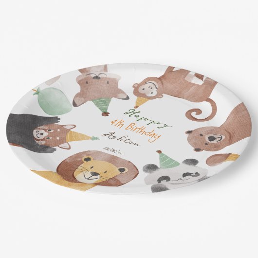パーティー動物の誕生日パーソナライズされた会 ペーパープレート (アングル)