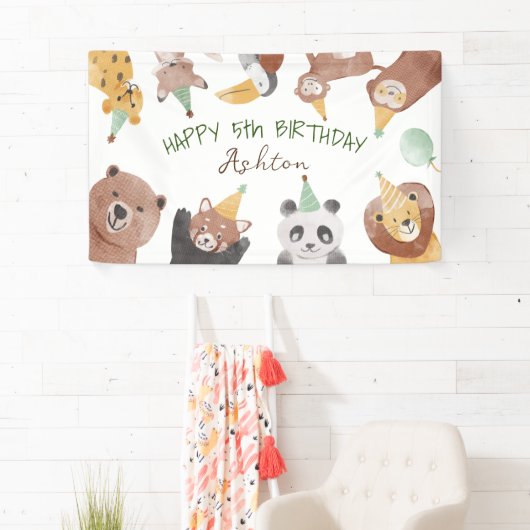 パーティー動物の誕生日パーソナライズされた会 横断幕 (インサイチュ)