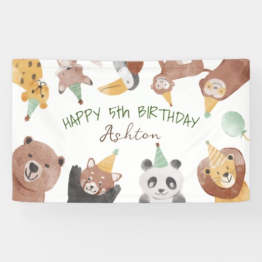 パーティー動物の誕生日パーソナライズされた会 横断幕 (横)