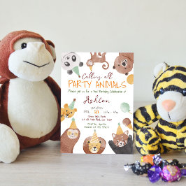 パーティー動物の誕生日パーティーへの招待テンプレート 招待状