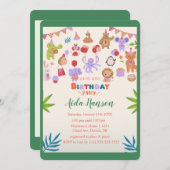 パーティー動物の誕生日パーティーへの招待 招待状 (正面/裏面)