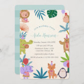 パーティー動物の誕生日パーティーへの招待 招待状 (正面/裏面)