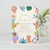 パーティー動物の誕生日パーティーへの招待 招待状 (スタンド正面)