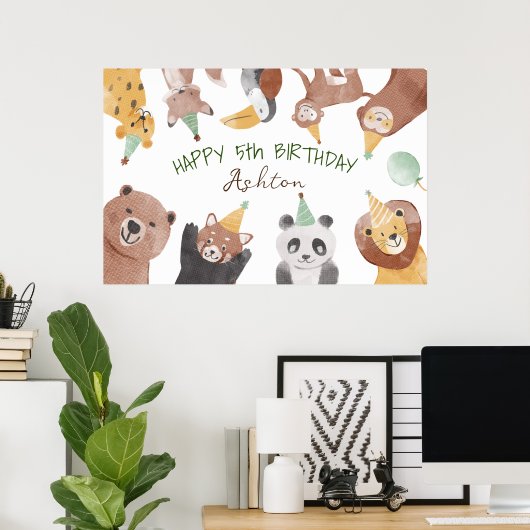 パーティー動物の誕生日パーティーパーソナライズされたナー ポスター (ホームオフィス)