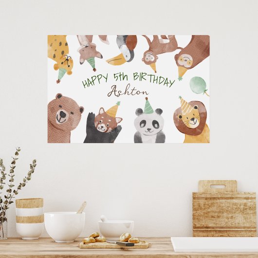 パーティー動物の誕生日パーティーパーソナライズされたナー ポスター (キッチン)