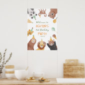 パーティー動物の誕生日パーティー歓迎サイン ポスター (キッチン)
