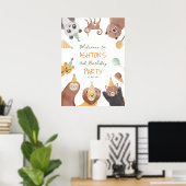 パーティー動物の誕生日パーティー歓迎サイン ポスター (ホームオフィス)