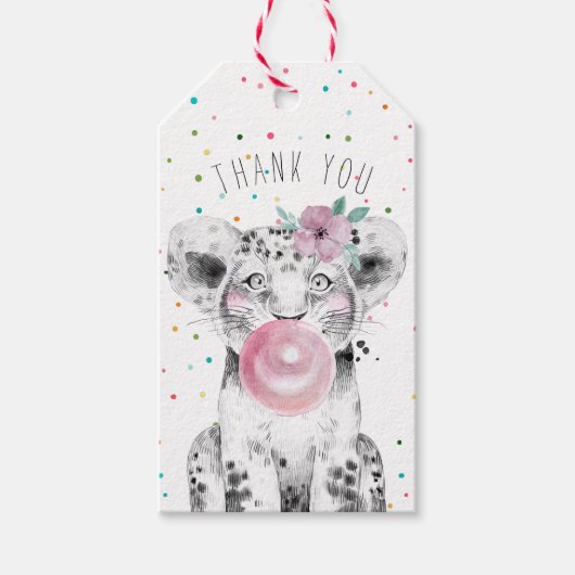 パーティー動物の誕生日会お願いありがとうラベル ギフトタグ (正面)