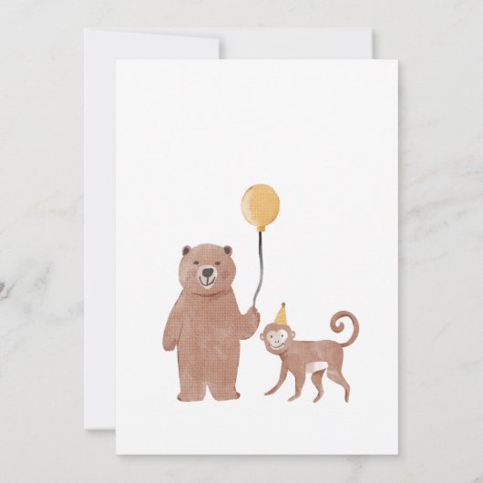 パーティー動物の誕生日招待状テンプレート 招待状 (裏面)