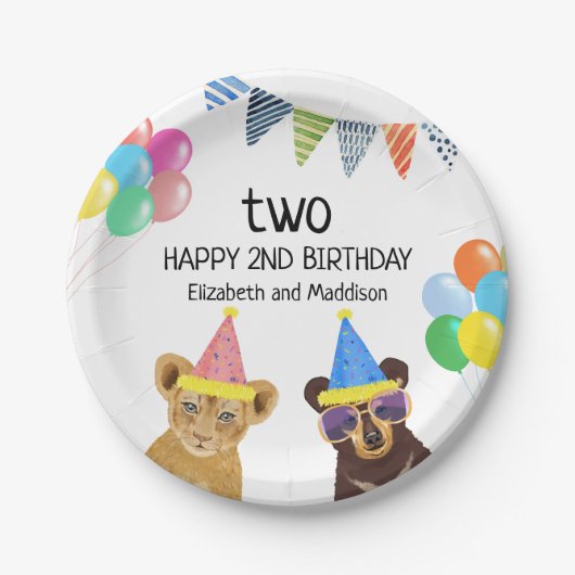 パーティー動物の誕生日 ペーパープレート (正面)