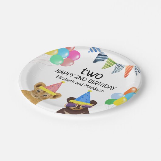 パーティー動物の誕生日 ペーパープレート (アングル)
