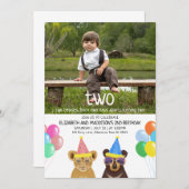 パーティー動物の誕生日 招待状 (正面/裏面)