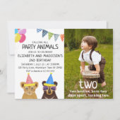 パーティー動物の誕生日 招待状 (正面)