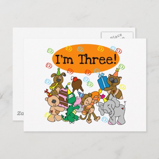 パーティー動物の誕生日Tシャツ3 インビテーションポストカード (正面/裏面)