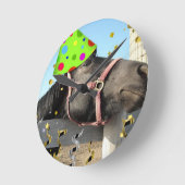 パーティー動物の馬 ラウンド壁時計 (傾斜)