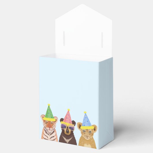 パーティー動物イラストレーション誕生日ありがとう フェイバーボックス (オープン)