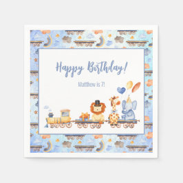 パーティー動物オントレインキッドジャングルハッピーバースデー スタンダードカクテルナプキン