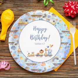 パーティー動物オントレインキッドジャングルハッピーバースデー ペーパープレート