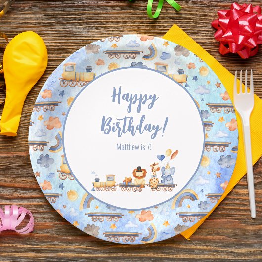 パーティー動物オントレインキッドジャングルハッピーバースデー ペーパープレート