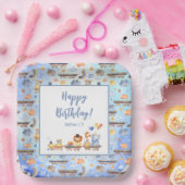 パーティー動物オントレインキッドジャングルハッピーバースデー ペーパープレート (パーティー)