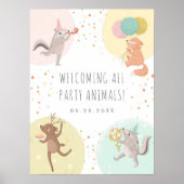 パーティー動物カラフル子供の誕生日歓迎 ポスター (正面)