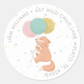 パーティー動物カラフル差出人住所ラベル ラウンドシール (正面)