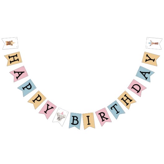 パーティー動物キッズハッピーバースデー バンティングフラッグ (全)