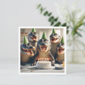 パーティー動物クロコダイ食べ物リーズ・ケーキ誕生日 招待状 (スタンド正面)