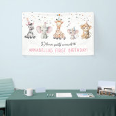 パーティー動物サファリガールバースデーウェルカムサイン 横断幕 (トレードショー)