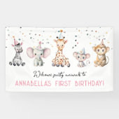 パーティー動物サファリガールバースデーウェルカムサイン 横断幕 (横)