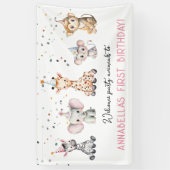 パーティー動物サファリガールバースデーウェルカムサイン 横断幕 (縦)