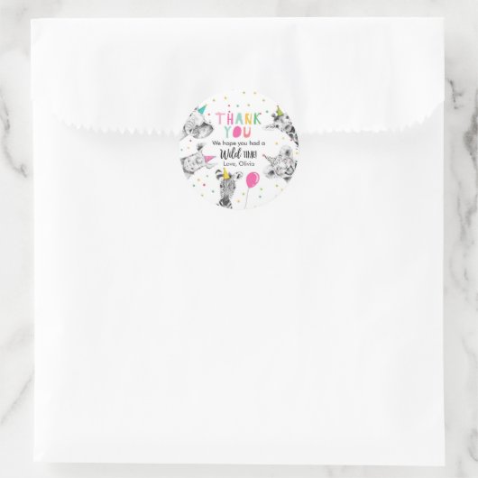 パーティー動物サファリガールピンクありがとうワイルドクラス ラウンドシール (バッグ)