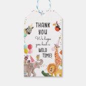 パーティー動物サファリガールピンクありがとうワイルドタイム ギフトタグ (正面)