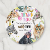 パーティー動物サファリガールピンクありがとうワイルドタイム フェイバータグ (正面)