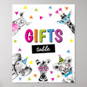 パーティー動物サファリジャングル誕生日ギフトサイン ポスター (正面)