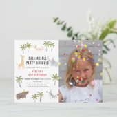 パーティー動物サファリフォト子供の誕生日 招待状 (スタンド正面)