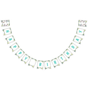 パーティー動物サファリワイルドワンハッピーバースデー バンティングフラッグ