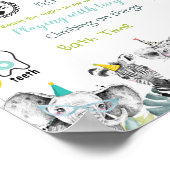 パーティー動物サファリ最初の誕生日マイルストーン ポスター (角)