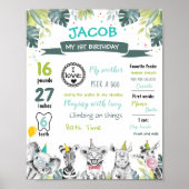 パーティー動物サファリ最初の誕生日マイルストーン ポスター (正面)