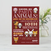 パーティー動物シェブロン誕生日パーティー 招待状 (スタンド正面)