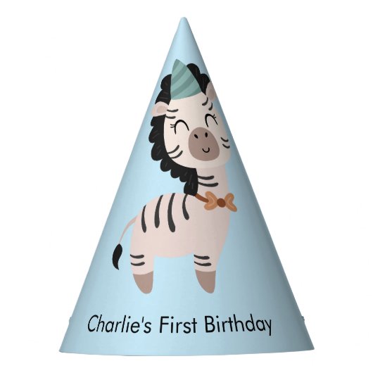 パーティー動物ゼブラ，誕生日 パーティーハット (正面)
