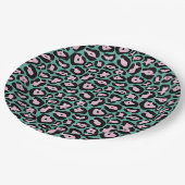 パーティー動物ティール(緑がかった色)とピンクチエ紙プレート ペーパープレート (アングル)