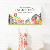 パーティー動物トラックキッズファーム誕生日へようこそ 横断幕 (インサイチュ)