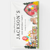 パーティー動物トラックキッズファーム誕生日へようこそ 横断幕 (縦)